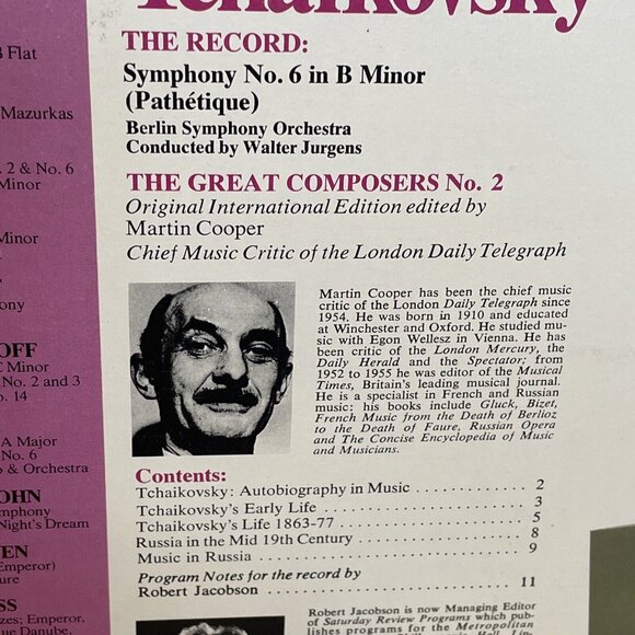 Tchaikovsky The Pathétique Sixth Symphony (Vinyl, 1977) RCA Custom FW-302 VG - Picture 4 of 8